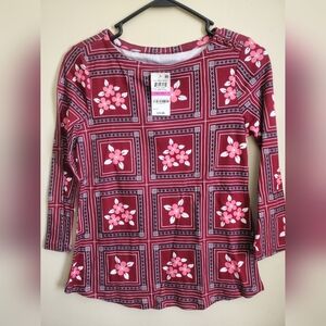 Floral Patterned Women's Top - Red and Pink